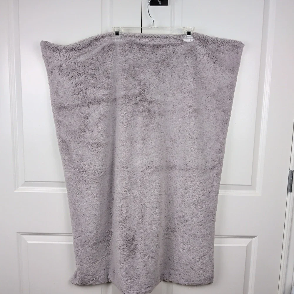 Pottery Barn Kids Plush Stroller Blanket Gray Double Side Gender Neutral Minimal